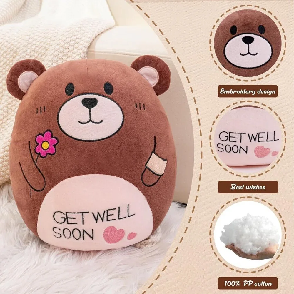 14.5“ Get Well Soon Teddy Bear Plush Pillow Soft Teddy Bear Stuffed Animal Body